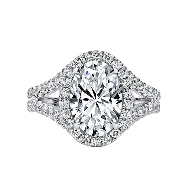 Auriya 14k Gold 2 1/2cttw Split Shank Oval Halo Diamond Engagement Ring (H-I, I1-I2)