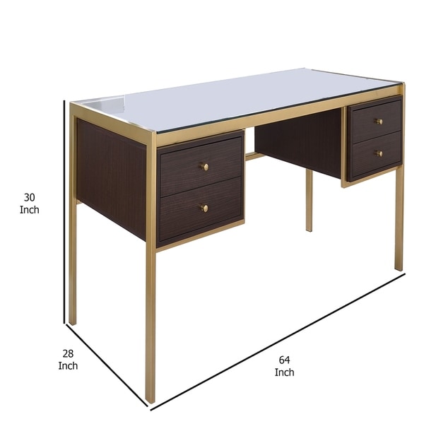 brown glass desk