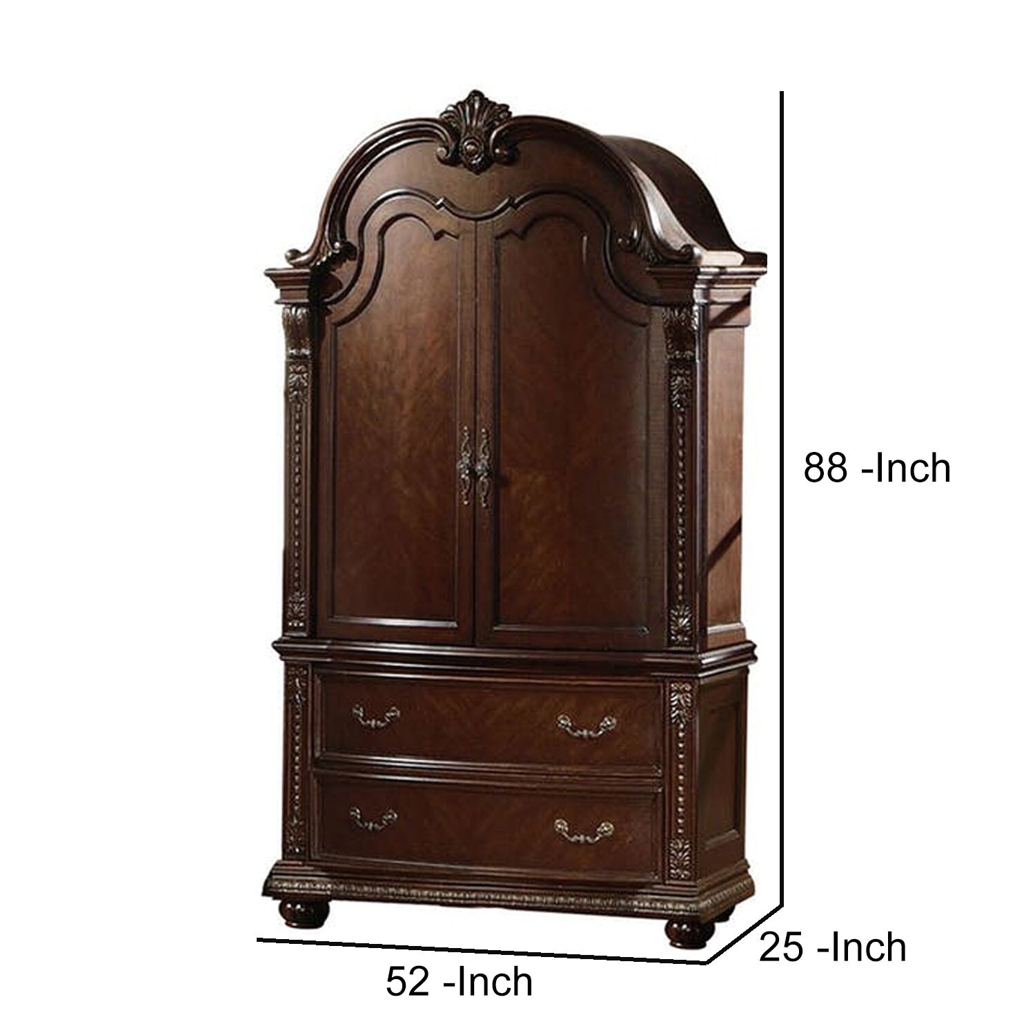Shop Traditional Wooden Tv Armoire With Two Drawers And Door Cabinets Brown Overstock 29779050