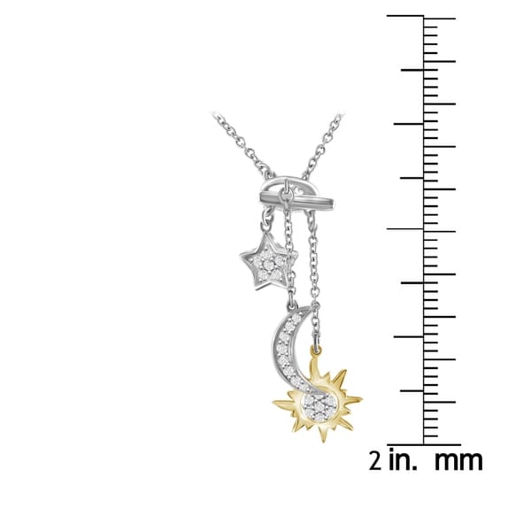 14k Two-Tone Yellow Gold Half Moon And Star Inside Round Pendant