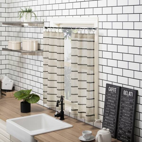 Shop Clean Window Twill Stripe Anti Dust Cafe Curtain Pair On