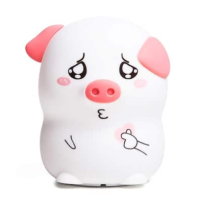 Silicone Tap Color Changing Animal LED Night Light & Remote - Piggy - 3.5 x 3.3 x 4.5"