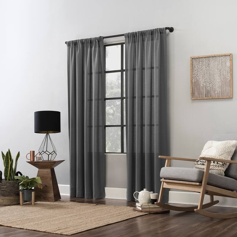 Clean Window Waffle Texture Anti-Dust Curtain Panel, Single Panel
