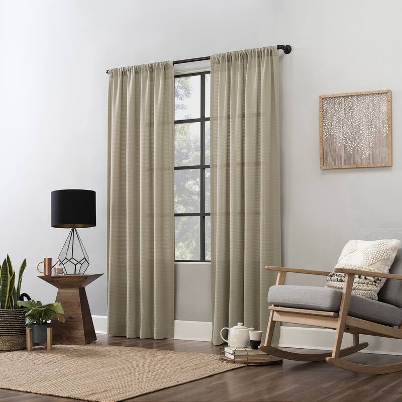 Clean Window Waffle Texture Anti-Dust Curtain Panel, Single Panel