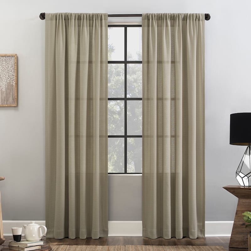 Clean Window Waffle Texture Anti-Dust Curtain Panel, Single Panel - 52 x 96 - Linen