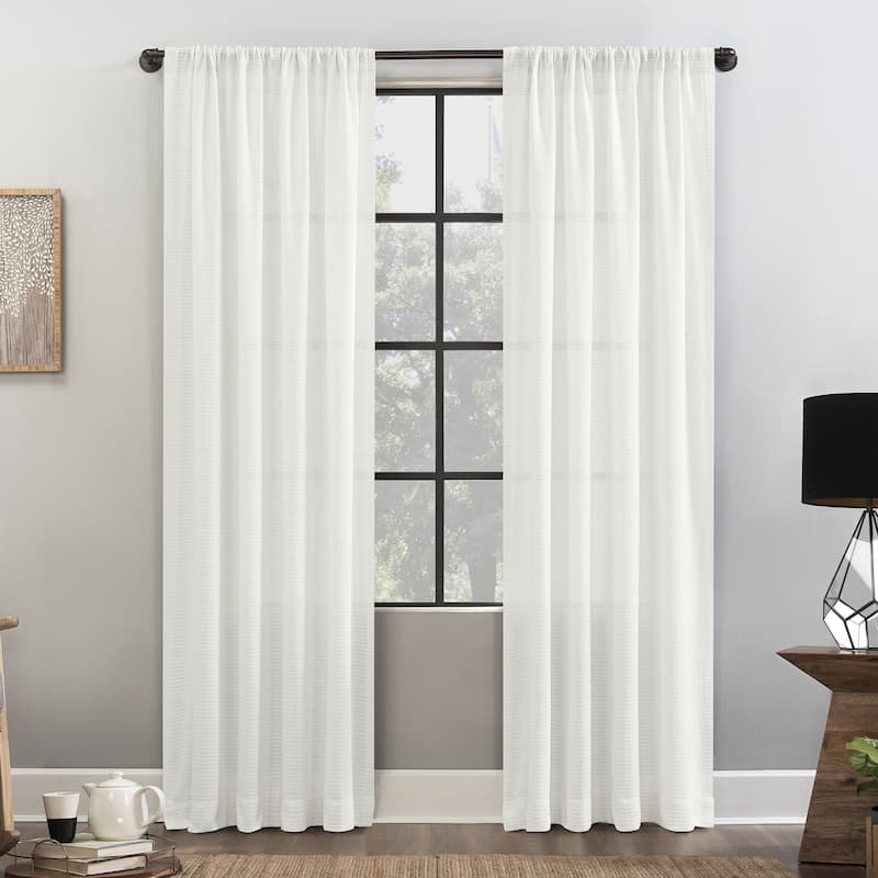 Clean Window Waffle Texture Anti-Dust Curtain Panel, Single Panel - 52 x 84 - White