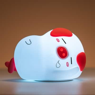Silicone Tap Color Changing Animal Night Light & Remote - Sleepy Piggy - 6.5 x 4 x 4.6"