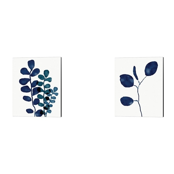 Linda Woods 'Indigo Eucalyptus' Canvas Art (Set of 2)