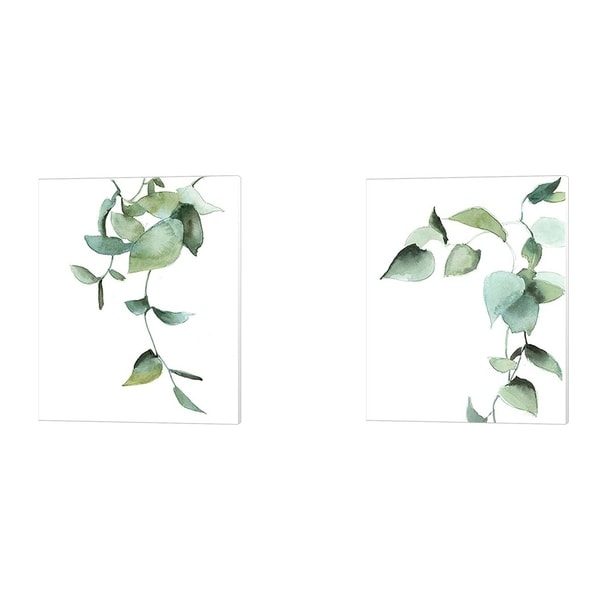 Sophia Rodionov 'Green Leaves A' Canvas Art (Set of 2)