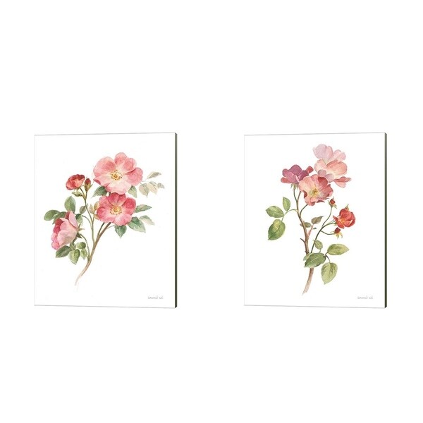 Danhui Nai 'Sprigs of Summer on White' Canvas Art (Set of 2)