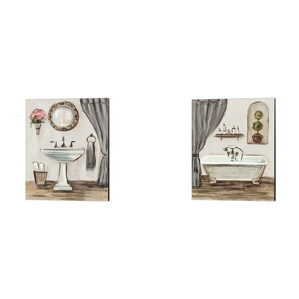 Silvia Vassileva 'Tuscan Bath Greige' Canvas Art (Set of 2)