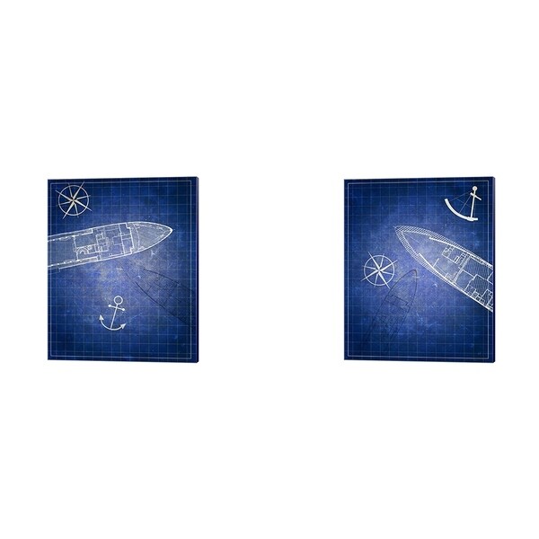Addie Marie 'Blue Prints' Canvas Art (Set of 2)
