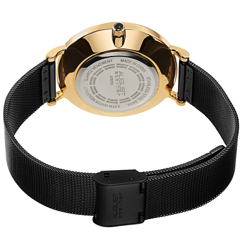 August Steiner Men's Quartz Date Window Stainless Steel Bracelet Watch