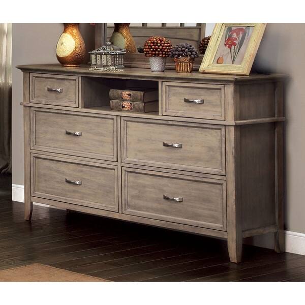 Shop Furniture Of America Reas Rustic Oak Solid Wood 6 Drawer