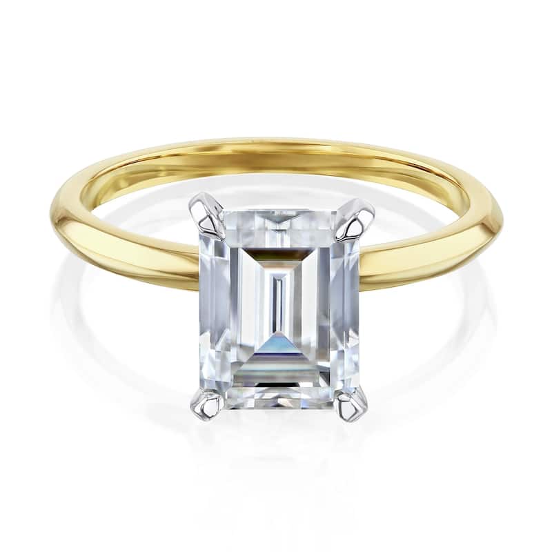Annello by Kobelli 14k Gold 2.5 Carat Emerald Forever One Moissanite Solitaire Engagement Ring (DEF/VS).