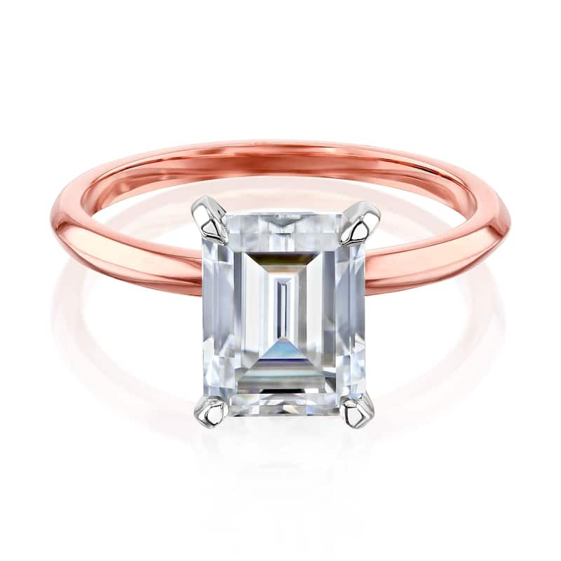 Annello by Kobelli 14k Gold 2.5 Carat Emerald Forever One Moissanite Solitaire Engagement Ring (DEF/VS).