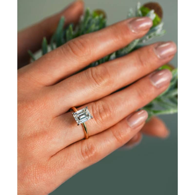 Annello by Kobelli 14k Gold 2.5 Carat Emerald Forever One Moissanite Solitaire Engagement Ring (DEF/VS).
