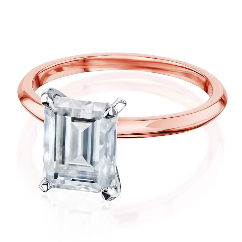Annello by Kobelli 14k Gold 2.5 Carat Emerald Forever One Moissanite Solitaire Engagement Ring (DEF/VS).