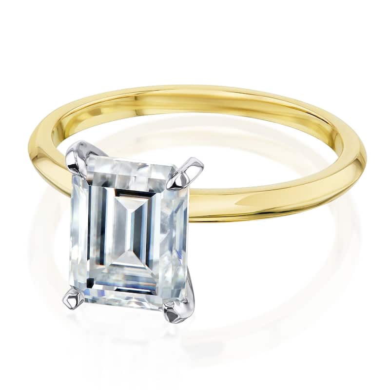 Annello by Kobelli 14k Gold 2.5 Carat Emerald Forever One Moissanite Solitaire Engagement Ring (DEF/VS).