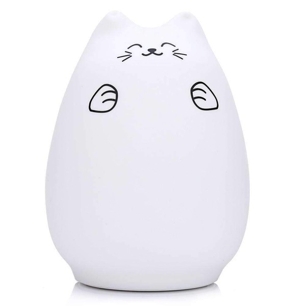 USB Rechargeable LED Night Light Lamp Cute Silicone Cat 7 Color Change Kids Room 