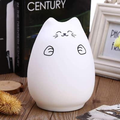 Silicone Tap Color Changing Animal LED Night Light - Kitty - 4.8 x 4.8 x 6"