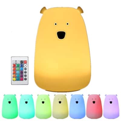 Silicone Tap Color Changing Animal LED Night Light - Polar Bear - 4.3 x 4 x 6.5"