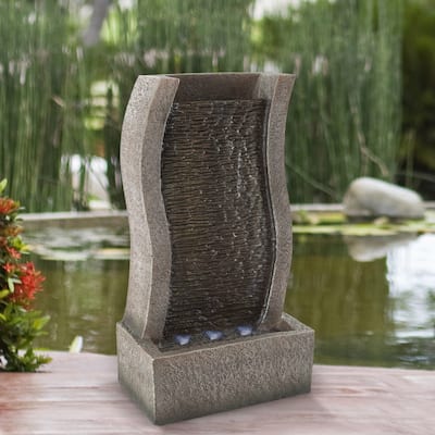 19" Stone Wall Standing Fountain by Pure Garden - 6.25 x 10.5 x 19