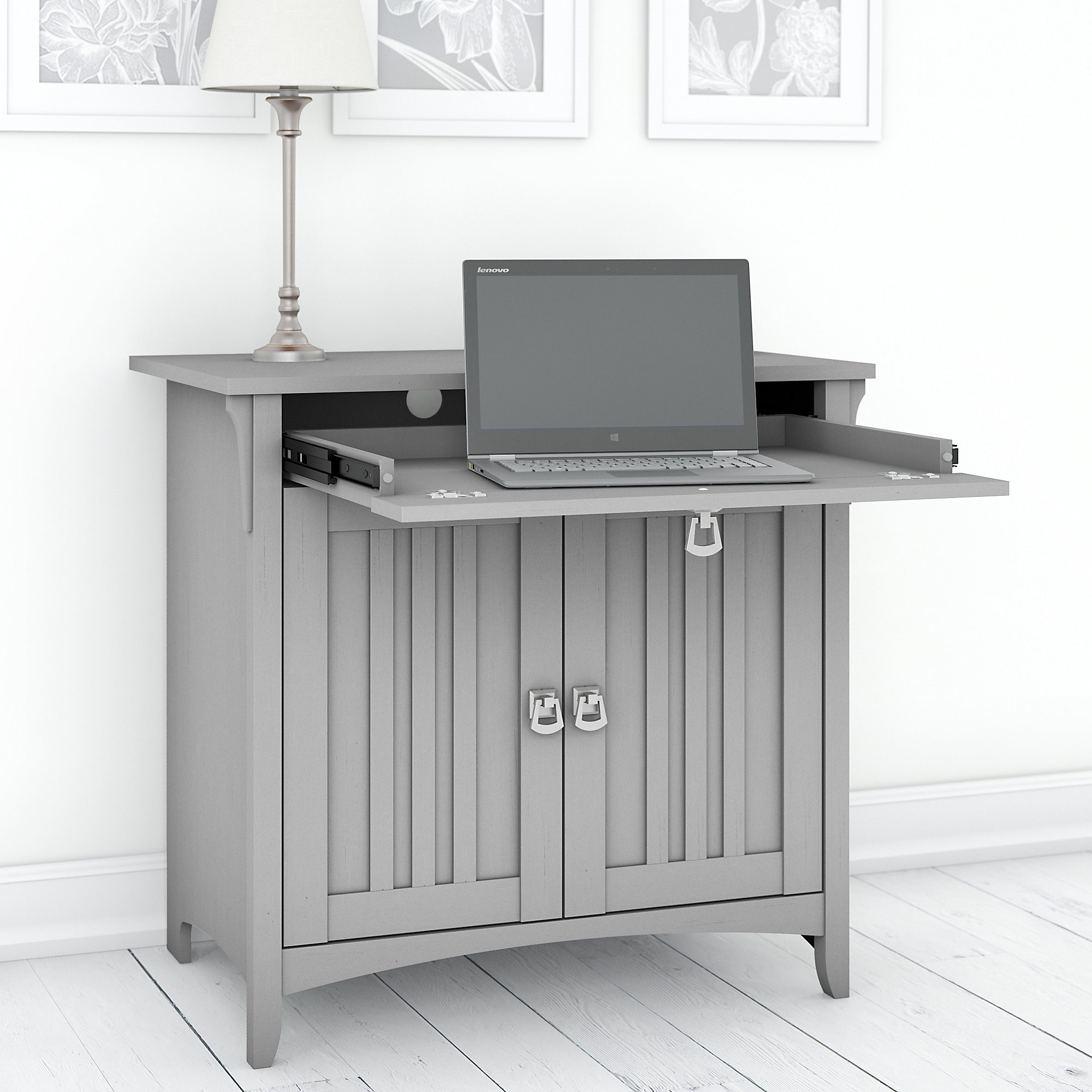 Shop Salinas Secretary Desk With Keyboard Tray And Storage Cabinet