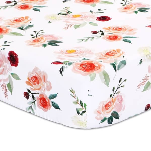 slide 1 of 1, Rose Tossed Floral Fitted Sheet from The Peanutshell