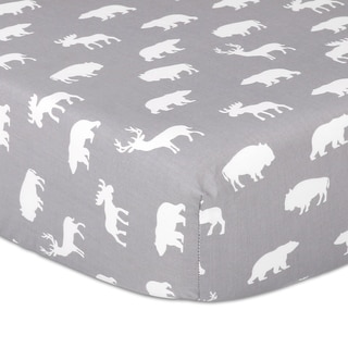 The Peanutshell Woodland Silhouette Grey Fitted Sheet