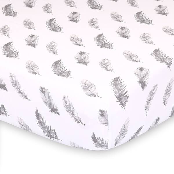 slide 1 of 1, Farmhouse Feathers Fitted Sheet by The Peanutshell