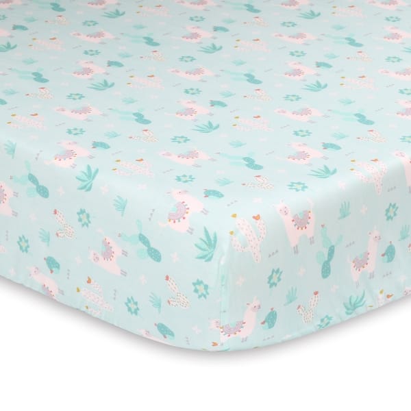 slide 1 of 1, Little Llama Fitted Sheet - Llamas Everywhere by The Peanutshell