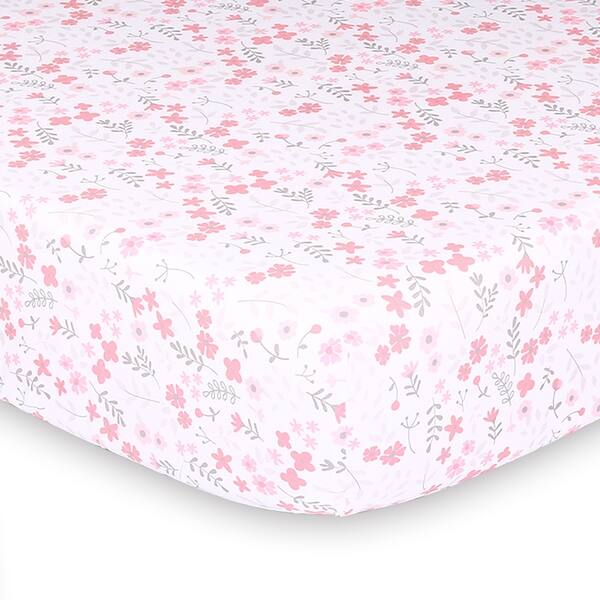 slide 1 of 1, PS by The Peanutshell 2 Pk Fitted Sheets, Pink Floral