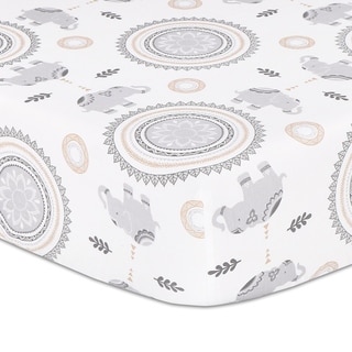 Boho Fitted Sheet Elephant and Medallion Print by The Peanutshell