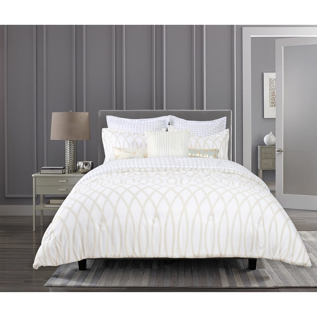 white and gold comforter twin set