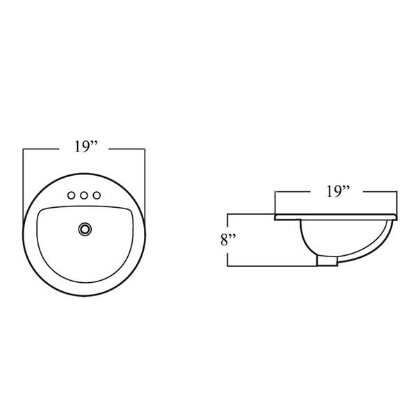 19 Inch Round Topmount Drop In Glazed Ceramic Lavatory 19 Inch Round Topmount Drop In