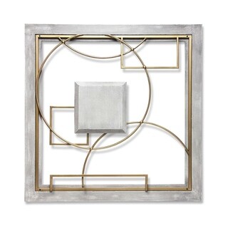 Provincial Abstract 24 inch Large Square Grey/Gold Wall Decor Modern