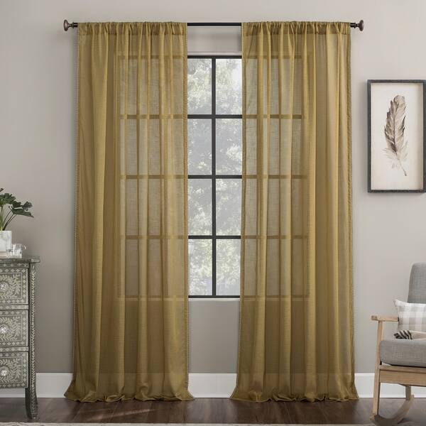 Shop Archaeo Embroidered Border Cotton Blend Sheer Curtain Free