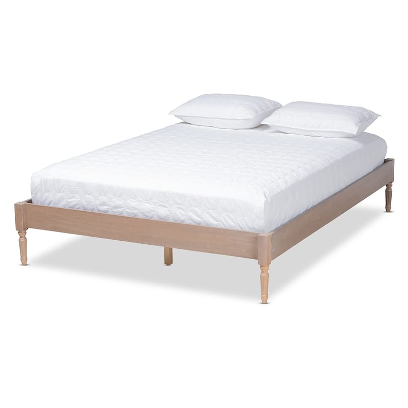 Colette French Bohemian Wood Platform Bed Frame - Antique oak - Full