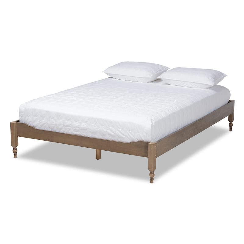 The Gray Barn Melanie Mount French Bohemian Wood Platform Bed Frame - Weathered grey - Queen