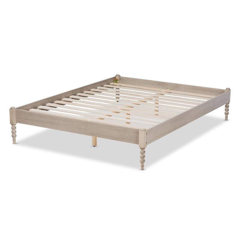 Cielle French Bohemian Wood Platform Bed Frame