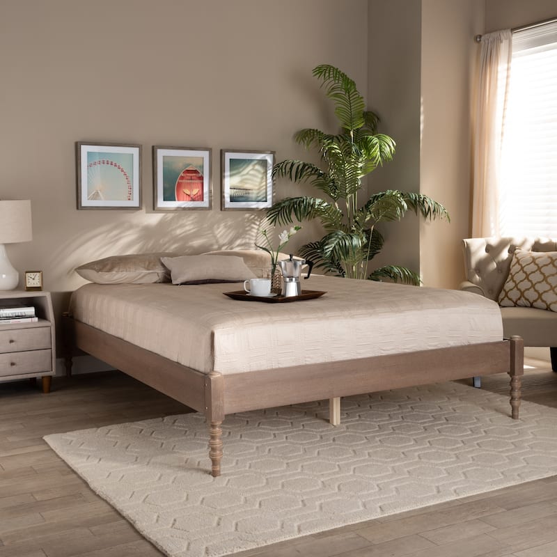 Cielle French Bohemian Wood Platform Bed Frame