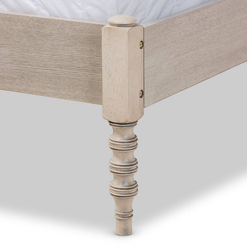 Cielle French Bohemian Wood Platform Bed Frame