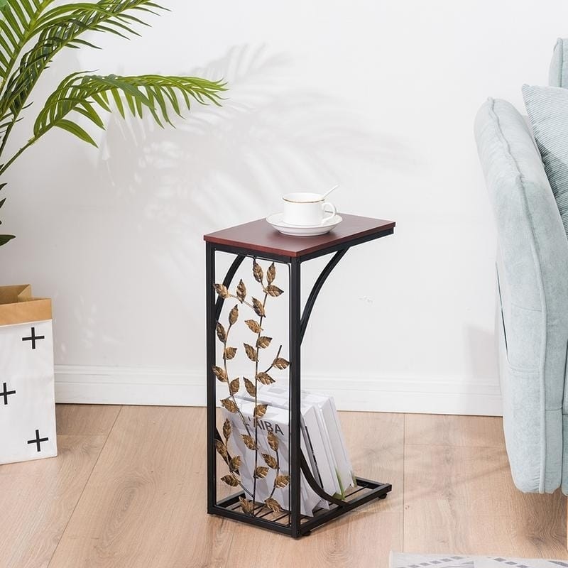 Copper Grove Gada End Table with Leafy Accents