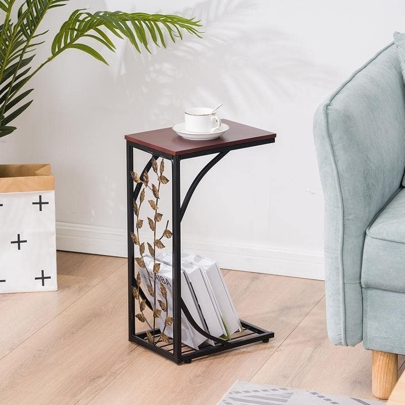 Copper Grove Gada End Table with Leafy Accents - Brown