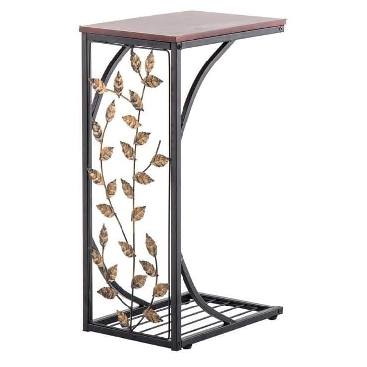 Copper Grove Gada End Table with Leafy Accents
