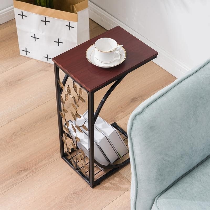 Copper Grove Gada End Table with Leafy Accents