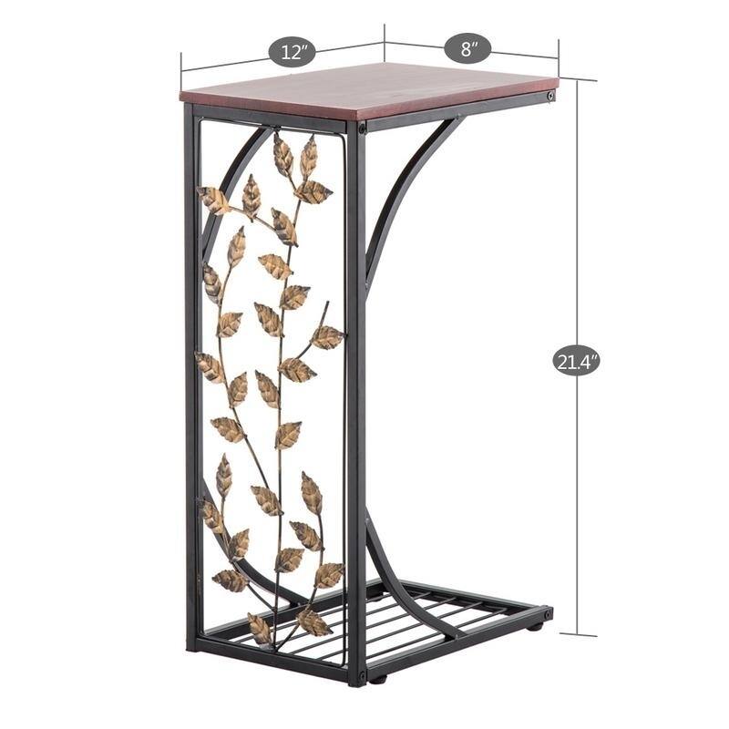 Copper Grove Gada End Table with Leafy Accents