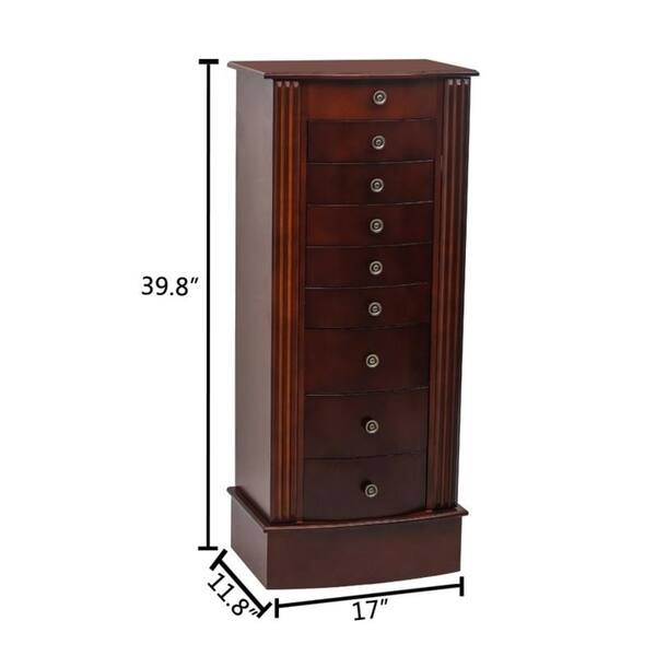 Shop Standing Jewelry Armoire Cabinet Makeup Mirror And Top Divided Storage Organizer Large Standing Jewelry Armoire Storage Chest Overstock 29786297 9 Tiers