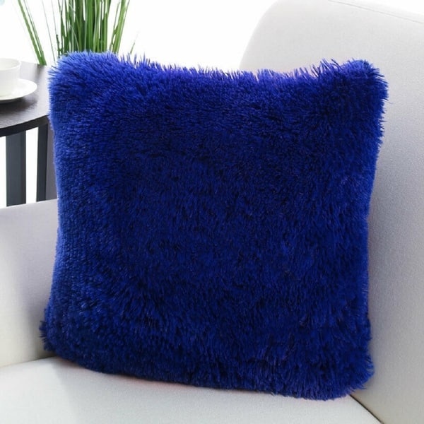 Faux Fur Royal Blue Bed Pillows Faux Fur Soft Throw Pillow Case